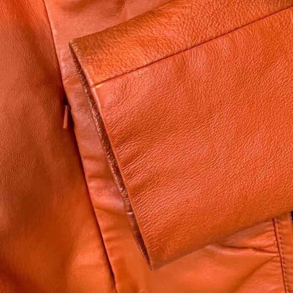 Wilson’s Leather Maxima Orange Leather Zip Moto Jacket - Picture 9 of 16